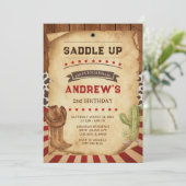 カウボパーソナライズされたイの2回目の誕生日 招待状 (スタンド正面)