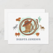 カウボパーソナライズされたイテーマボーイ ノートカード (正面/裏面)