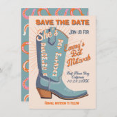 カウボーはっきりしたカラフルイ西バルミツワー 招待状 (正面/裏面)