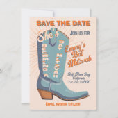 カウボーはっきりしたカラフルイ西バルミツワー 招待状 (正面)