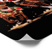 カウボーイおもしろいサンタ・ブルドーグ・クリスマス・カウボーイWe ポスター (角)