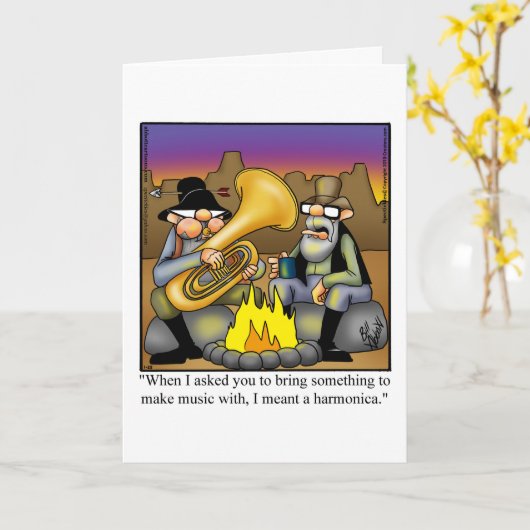 カウボーイおもしろいデー用挨拶カード カード (黄色い花)