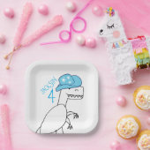 カウボーイおもしろいトレックス恐竜子供の誕生日 ペーパープレート (パーティー)