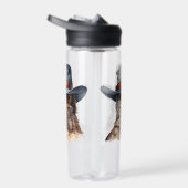 カウボーイおもしろいハットを着たハト、水色 ウォーターボトル (右面)