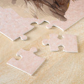 カウボーイおもしろいハットを着たハト、水色 ジグソーパズル (側面)