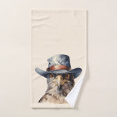 カウボーイおもしろいハットを着たハト、水色 バスタオルセット (ハンドタオル)