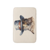 カウボーイおもしろいハットを着たハト、水色 バスマット (正面縦)