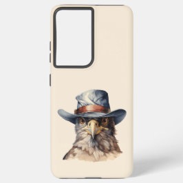 カウボーイおもしろいハットを着たハト、水色 SAMSUNG GALAXY S21 ULTRAケース
