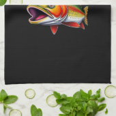 カウボーイおもしろいハットを着たファーザーズデイフィッシュ キッチンタオル (折り畳み)