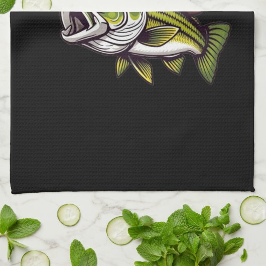 カウボーイおもしろいハットを着たファーザーズデイフィッシュ キッチンタオル (折り畳み)