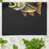 カウボーイおもしろいハットを着たファーザーズデイフィッシュ キッチンタオル (折り畳み)