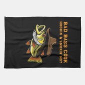 カウボーイおもしろいハットを着たファーザーズデイフィッシュ キッチンタオル (横)