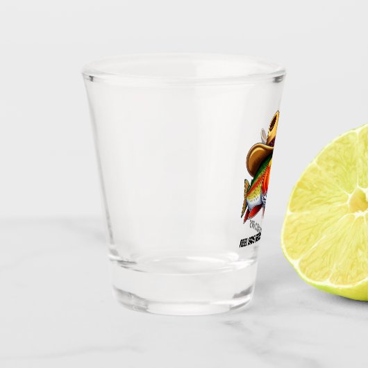 カウボーイおもしろいハットを着た父親の日魚 ショットグラス (左)