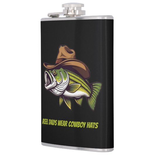 カウボーイおもしろいハットを着た父親の日魚 フラスク (左)