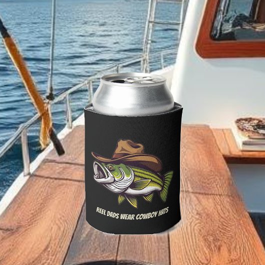 カウボーイおもしろいハットを着た父親の日魚 缶クーラー