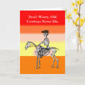 カウボーイおもしろいバースデーカード カード (黄色い花)