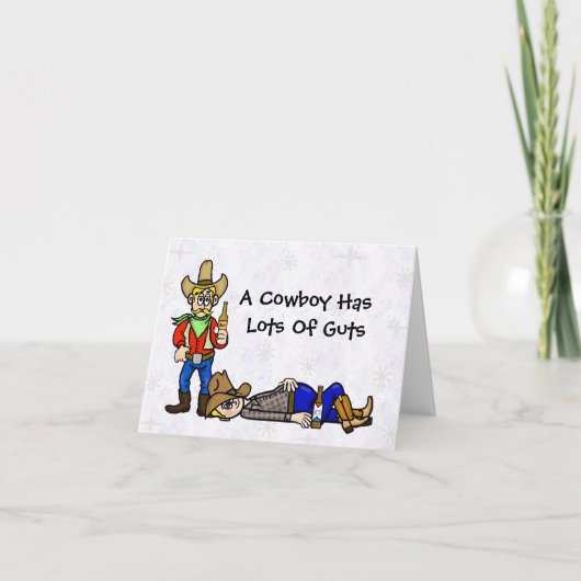 カウボーイおもしろいビール飲料カード カード (正面)