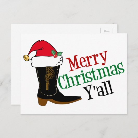 カウボーイおもしろいメリークリスマスイオール シーズンポストカード (正面/裏面)