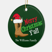 カウボーイおもしろいメリークリスマスヤカスタムル セラミックオーナメント (左)