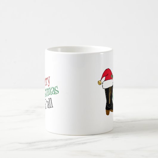 カウボーイおもしろいメリークリスマスY'allテキサス州ユーモア コーヒーマグカップ (中央)