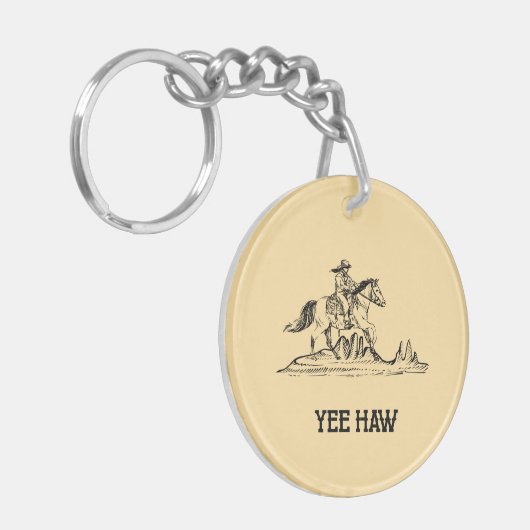 カウボーイおもしろいライディングホースウェスタン引用文イェーハウ キーホルダー (正面左)