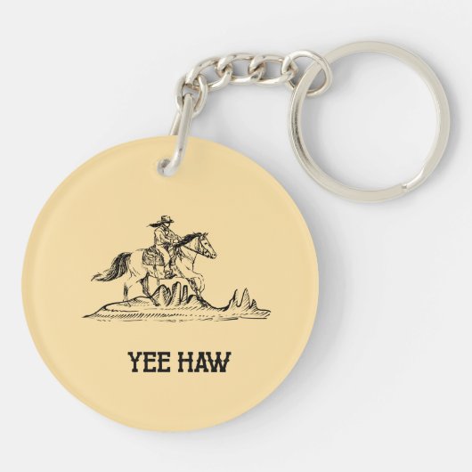 カウボーイおもしろいライディングホースウェスタン引用文イェーハウ キーホルダー (裏面)