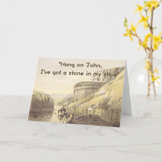 カウボーイおもしろい誕生日カーユーモアのあるドウェスタンUSA カード (黄色い花)