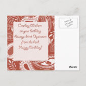 カウボーイおもしろい誕生日 ポストカード (裏面)