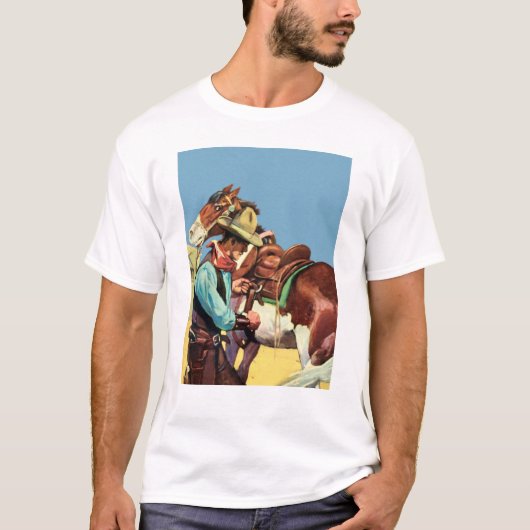カウボーイおよびサドル Tシャツ (正面)