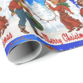 カウボーイおよび女性のカーボーイの子供の冬メリーなChristma ラッピングペーパー (ロールコーナー)