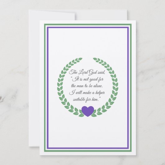 カウボーイおよび花嫁の紫色および緑の結婚式を祈ります 招待状 (裏面)