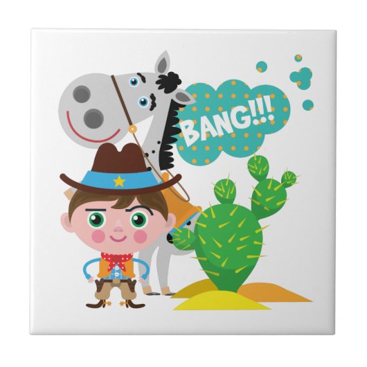 カウボーイおよび馬 タイル (正面)