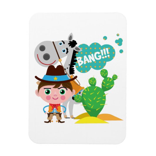 カウボーイおよび馬 マグネット (縦)