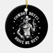 カウボーイお尻ドライブ私のナッツカウボーイズゲイヴィンテージ セラミックオーナメント (正面)