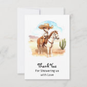 カウボーイお洒落アドベンチャーベビーシャワー サンキューカード (正面)