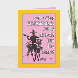 カウボーイから車に乗る前に，ハッピーバースデー カード