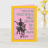 カウボーイから車に乗る前に，ハッピーバースデー カード (黄色い花)