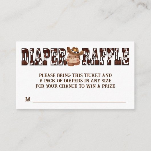 カウボーイかわいいベビー馬西おむつラッフル エンクロージャーカード (正面)