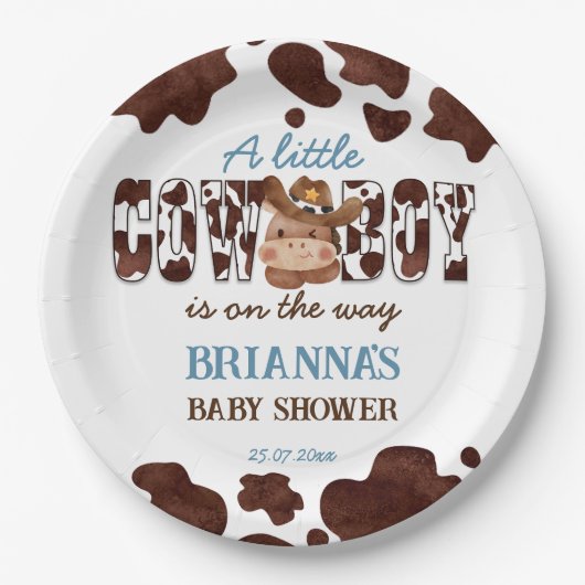 カウボーイかわいいベビー馬西ベビーシャワー ペーパープレート (正面)