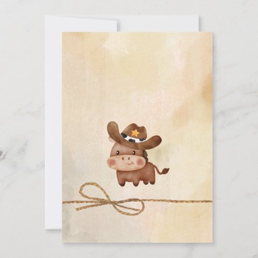 カウボーイかわいいベビー馬西ベビーシャワー 招待状 (裏面)