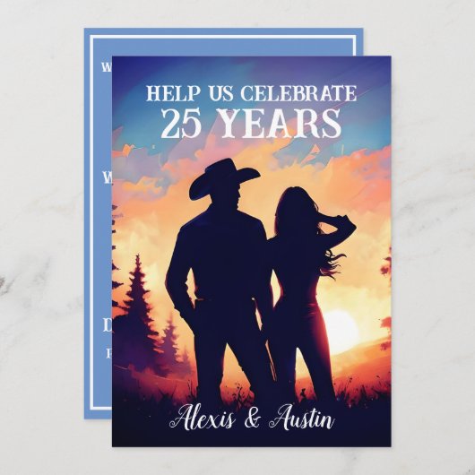 カウボーイかわいらしと女性のカーボーイ25周年記念 招待状 (正面/裏面)