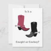 カウボーイか女性のカーボーイか。 性はパーティの招待状を明らかにします 招待状 (裏面)