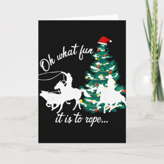 カウボーイがロデオで牛を捕まえるクリスマス最高 カード