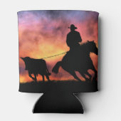 カウボーイが馬からロープを外す 缶クーラー (裏面)