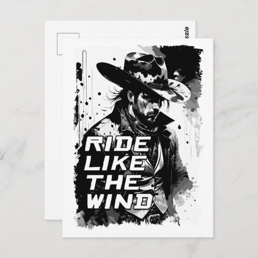 カウボーイことわざライド風イラストレーションアート ポストカード (正面/裏面)