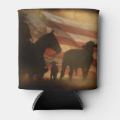 カウボーイとアメリカ国旗の動揺してクーラーボックス 缶クーラー (正面)