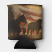 カウボーイとアメリカ国旗の動揺してクーラーボックス 缶クーラー (裏面)