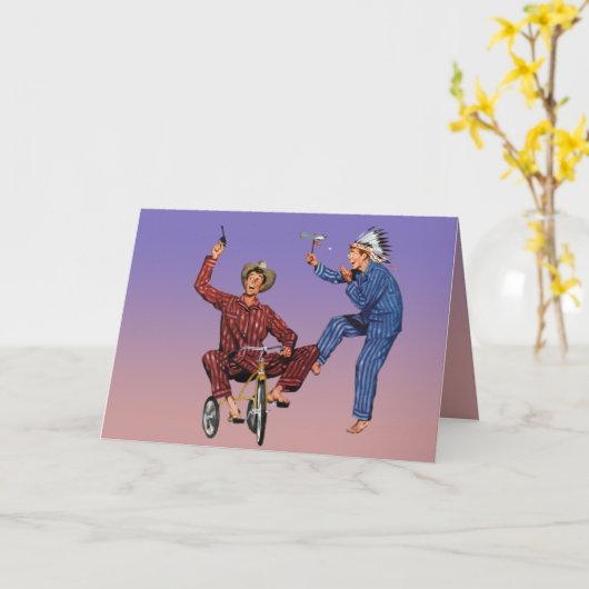 カウボーイとインディアンを成長おもしろい[グリーティングカード] カード (黄色い花)