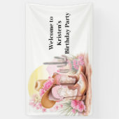 カウボーイとサボテンの誕生日バナー 横断幕 (縦)