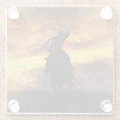 カウボーイとステアルーピングを日の入りで ガラスコースター (裏面)